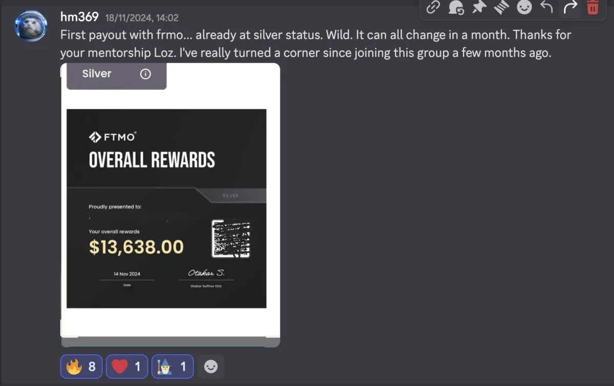 Member reaching silver status with a first payout