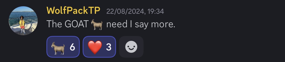 Member calling the mentor the GOAT
