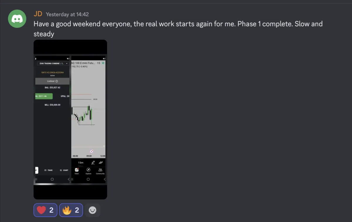 Member completing funded account phase 1