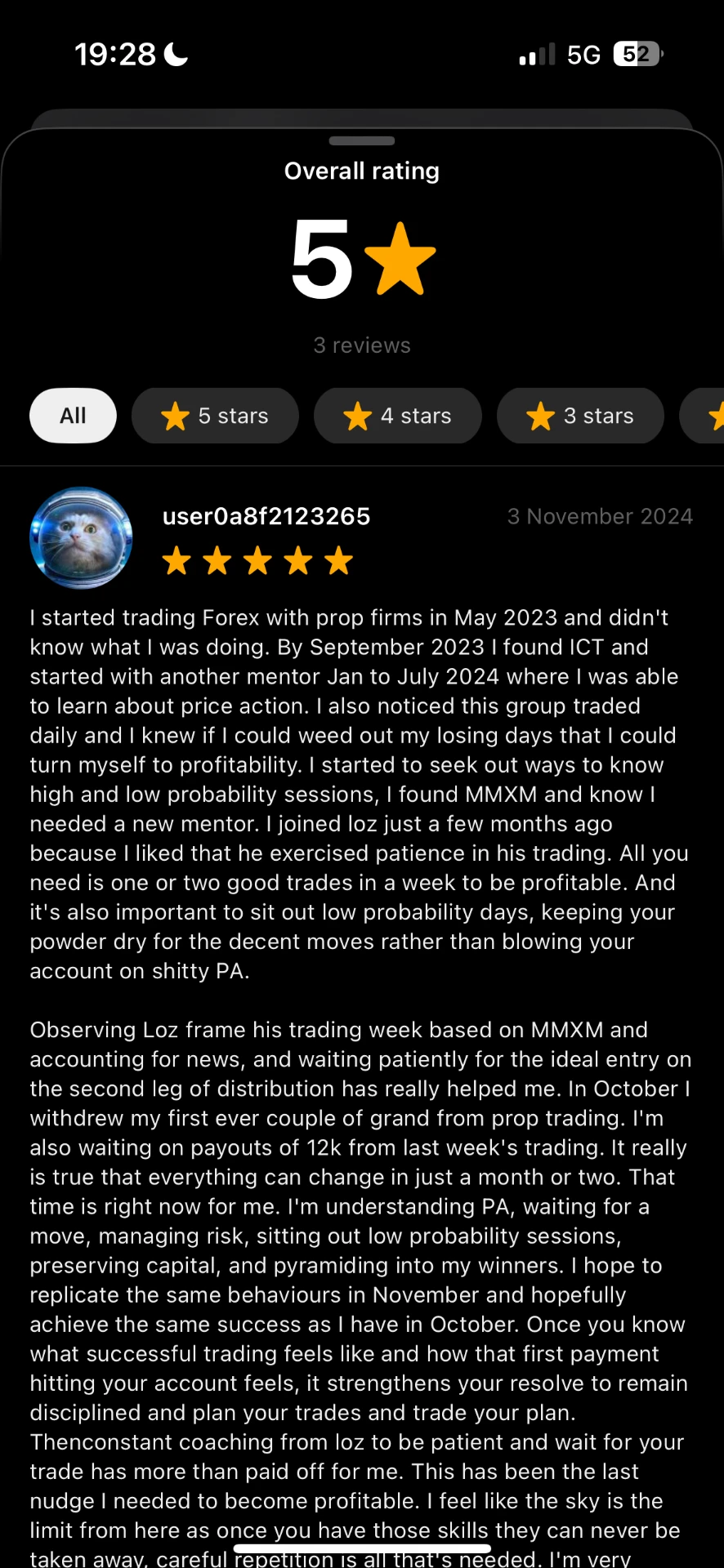 Five star review of the mentorship program