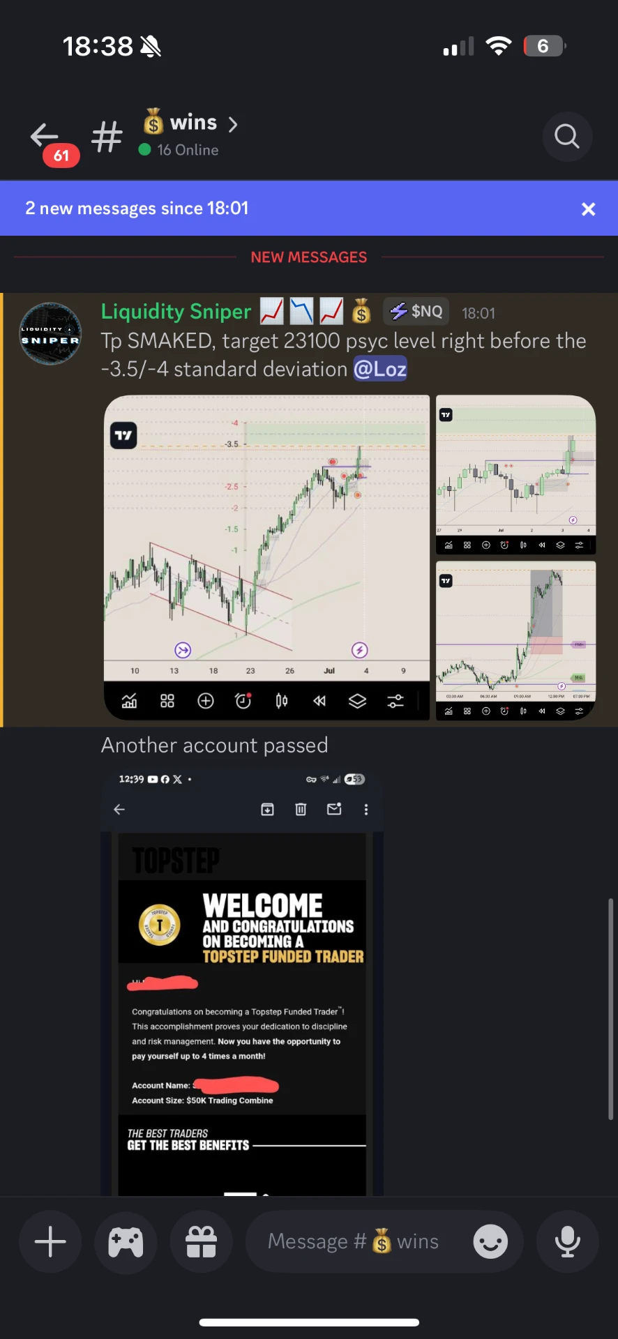 Member passing another funded account after a live trade call